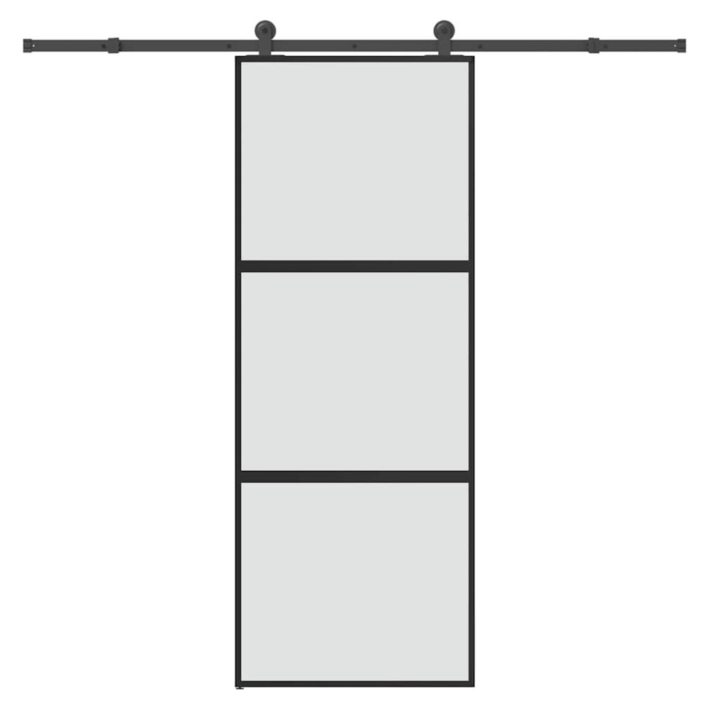 vidaXL Συρόμενη πόρτα με σετ υλικού 76x205 cm από γυαλί&Αλουμίνιο