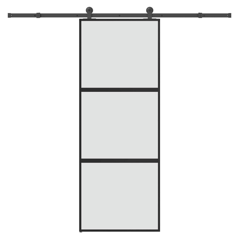 vidaXL Συρόμενη πόρτα με σετ υλικού 76x205 cm από γυαλί&Αλουμίνιο