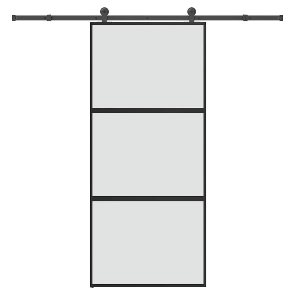 vidaXL Συρόμενη πόρτα με σετ υλικού 90x205 cm από γυαλί&Αλουμίνιο
