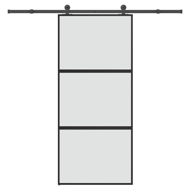 vidaXL Συρόμενη πόρτα με σετ υλικού 90x205 cm από γυαλί&Αλουμίνιο