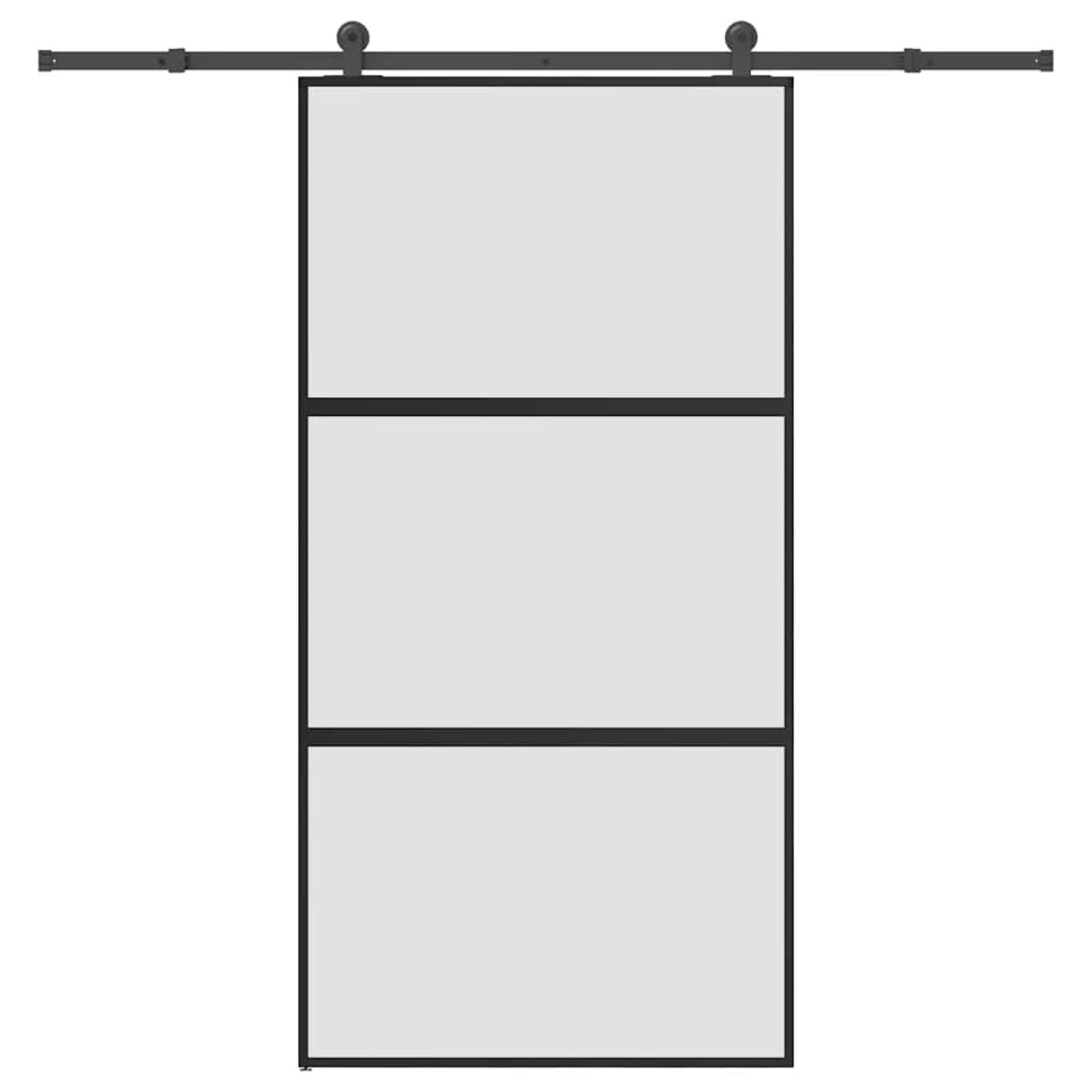 vidaXL Συρόμενη πόρτα με σετ υλικού 102,5x205 cm από γυαλί&Αλουμίνιο