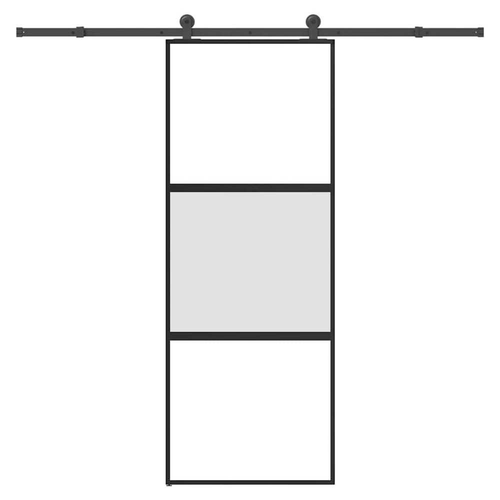 vidaXL Συρόμενη πόρτα με σετ υλικού 76x205 cm από γυαλί&Αλουμίνιο