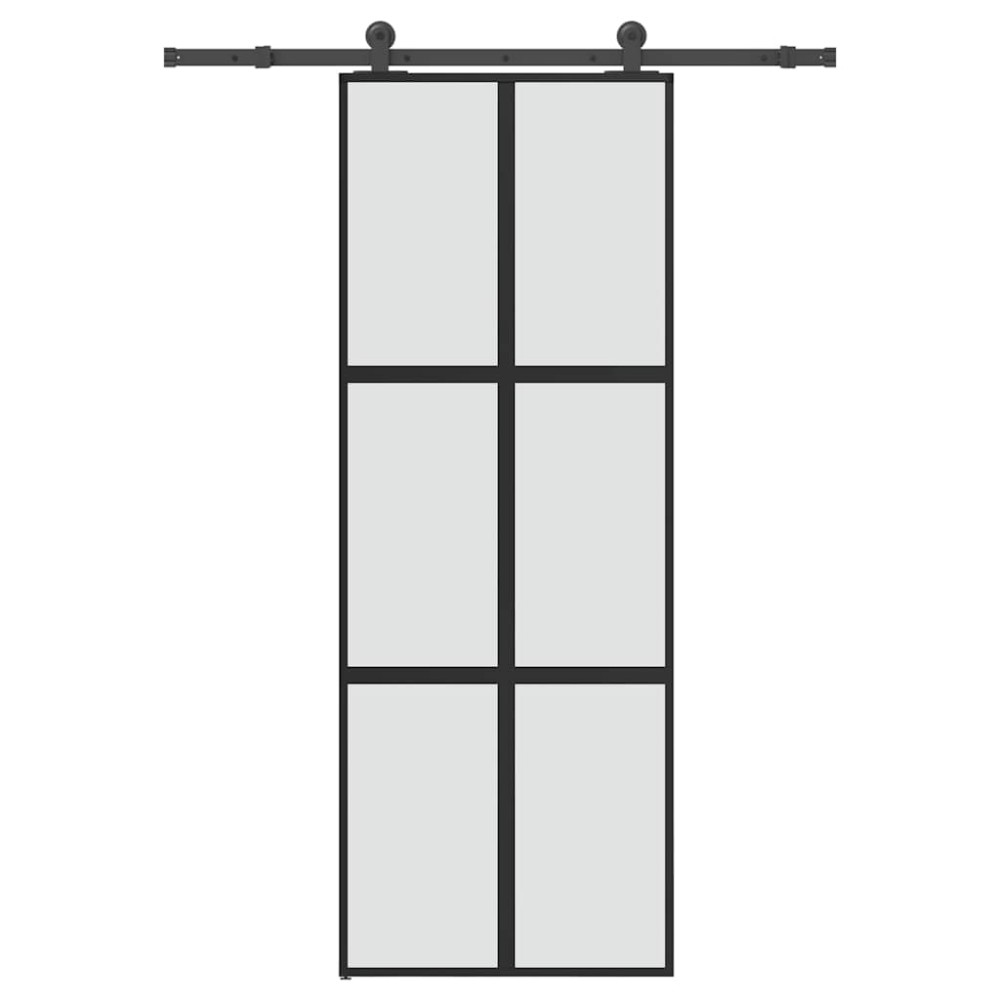 vidaXL Συρόμενη πόρτα με σετ υλικού 76x205 cm από γυαλί&Αλουμίνιο