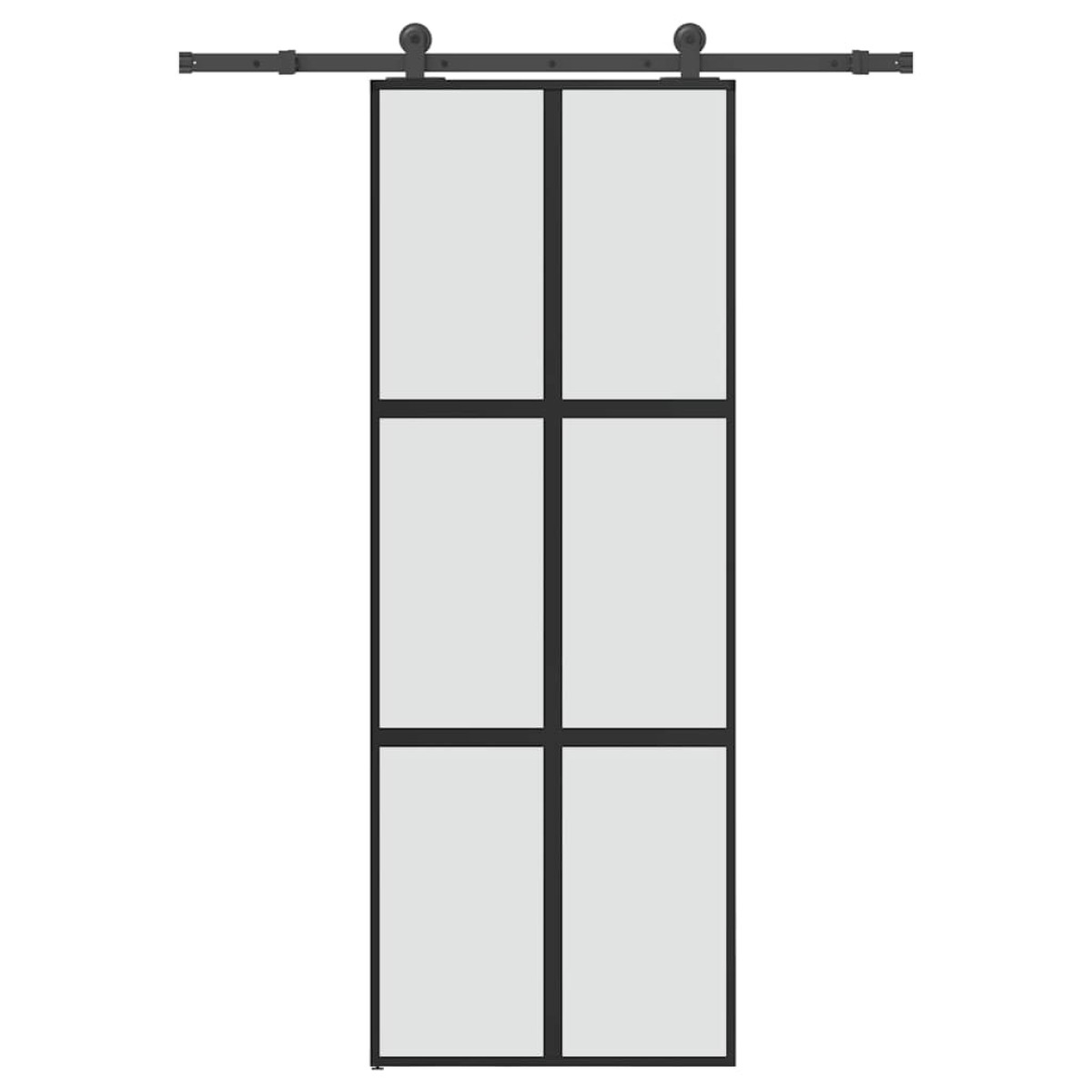 vidaXL Συρόμενη πόρτα με σετ υλικού 76x205 cm από γυαλί&Αλουμίνιο