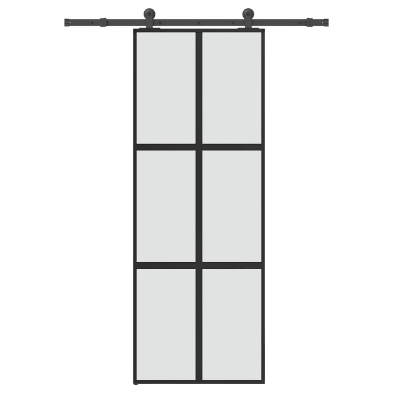 vidaXL Συρόμενη πόρτα με σετ υλικού 76x205 cm από γυαλί&Αλουμίνιο
