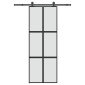vidaXL Συρόμενη πόρτα με σετ υλικού 76x205 cm από γυαλί&Αλουμίνιο