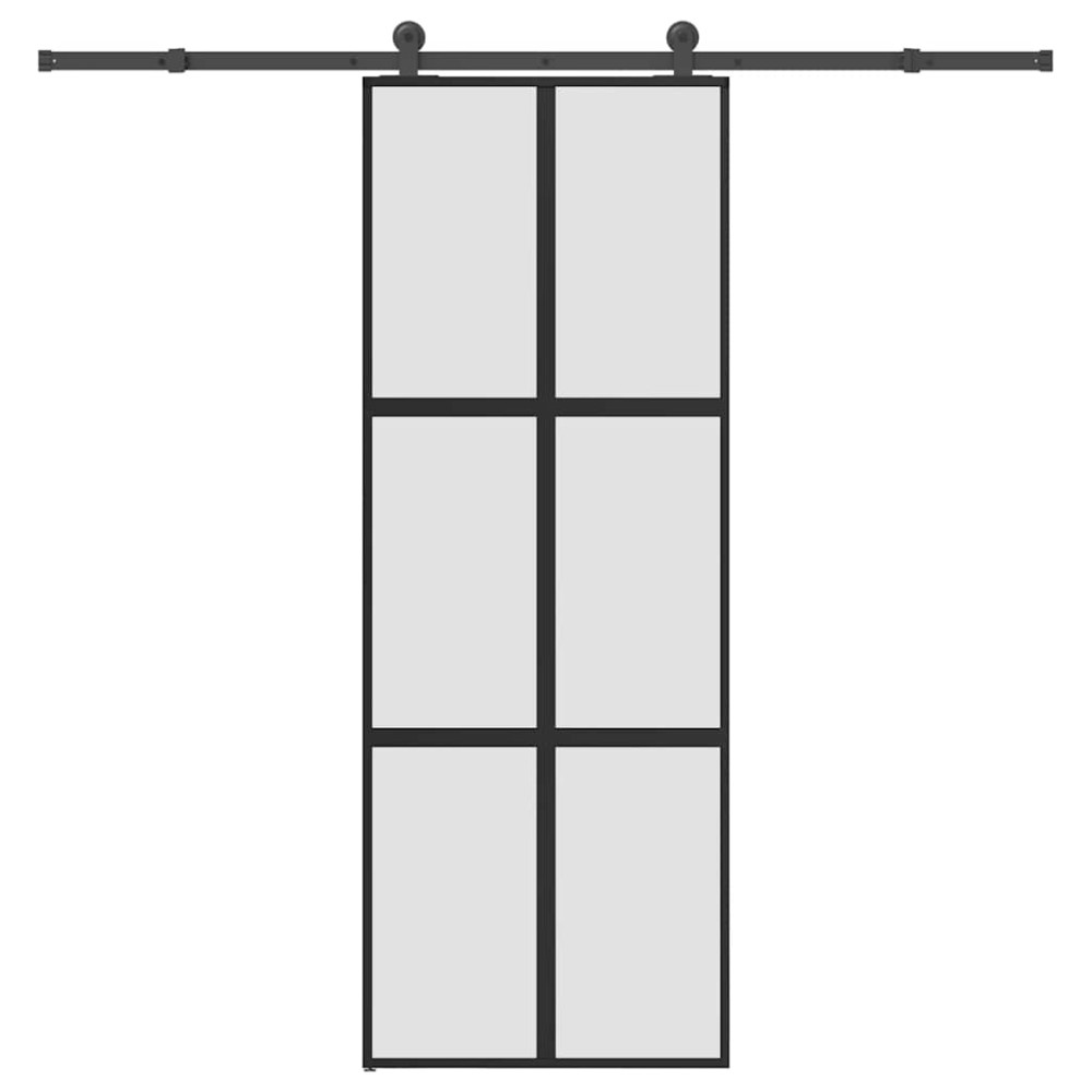 vidaXL Συρόμενη πόρτα με σετ υλικού 76x205 cm από γυαλί&Αλουμίνιο