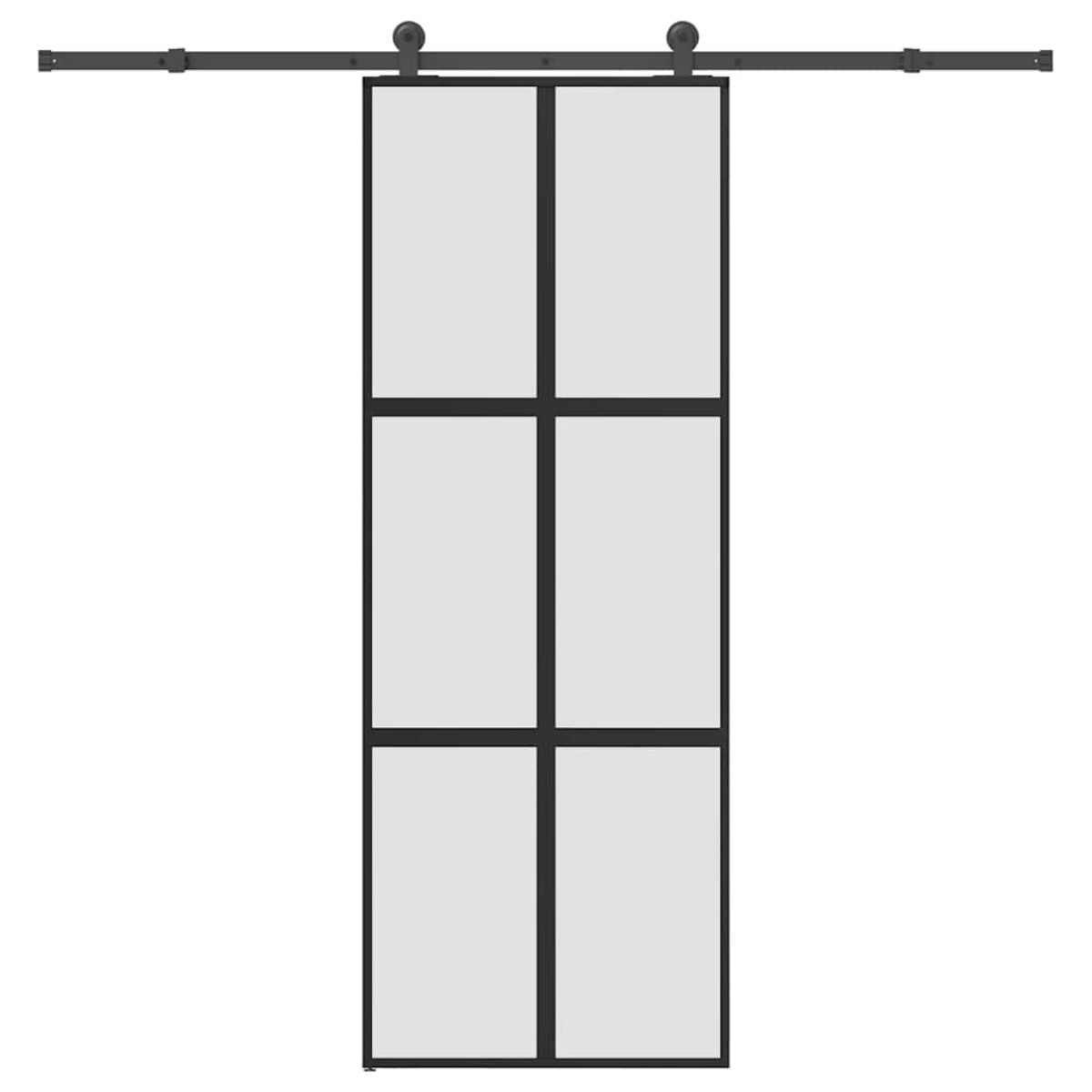 vidaXL Συρόμενη πόρτα με σετ υλικού 76x205 cm από γυαλί&Αλουμίνιο