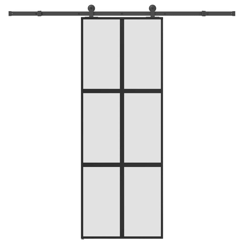 vidaXL Συρόμενη πόρτα με σετ υλικού 76x205 cm από γυαλί&Αλουμίνιο