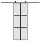 vidaXL Συρόμενη πόρτα με σετ υλικού 76x205 cm από γυαλί&Αλουμίνιο