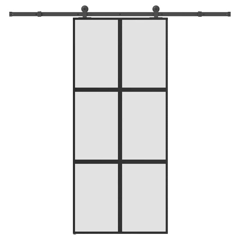 vidaXL Συρόμενη πόρτα με σετ υλικού 90x205 cm από γυαλί&Αλουμίνιο