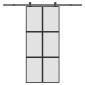 vidaXL Συρόμενη πόρτα με σετ υλικού 90x205 cm από γυαλί&Αλουμίνιο