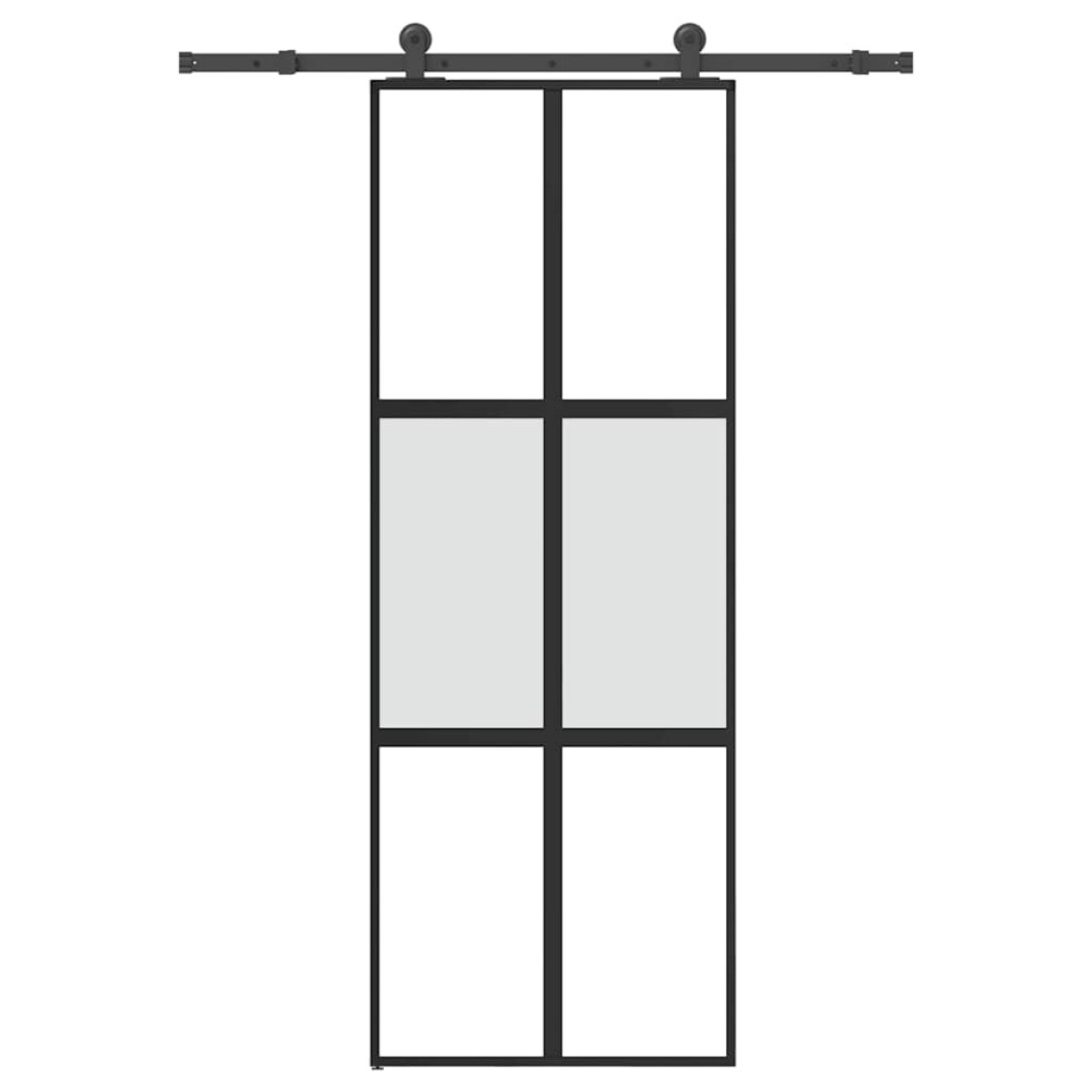 vidaXL Συρόμενη πόρτα με σετ υλικού 76x205 cm από γυαλί&Αλουμίνιο