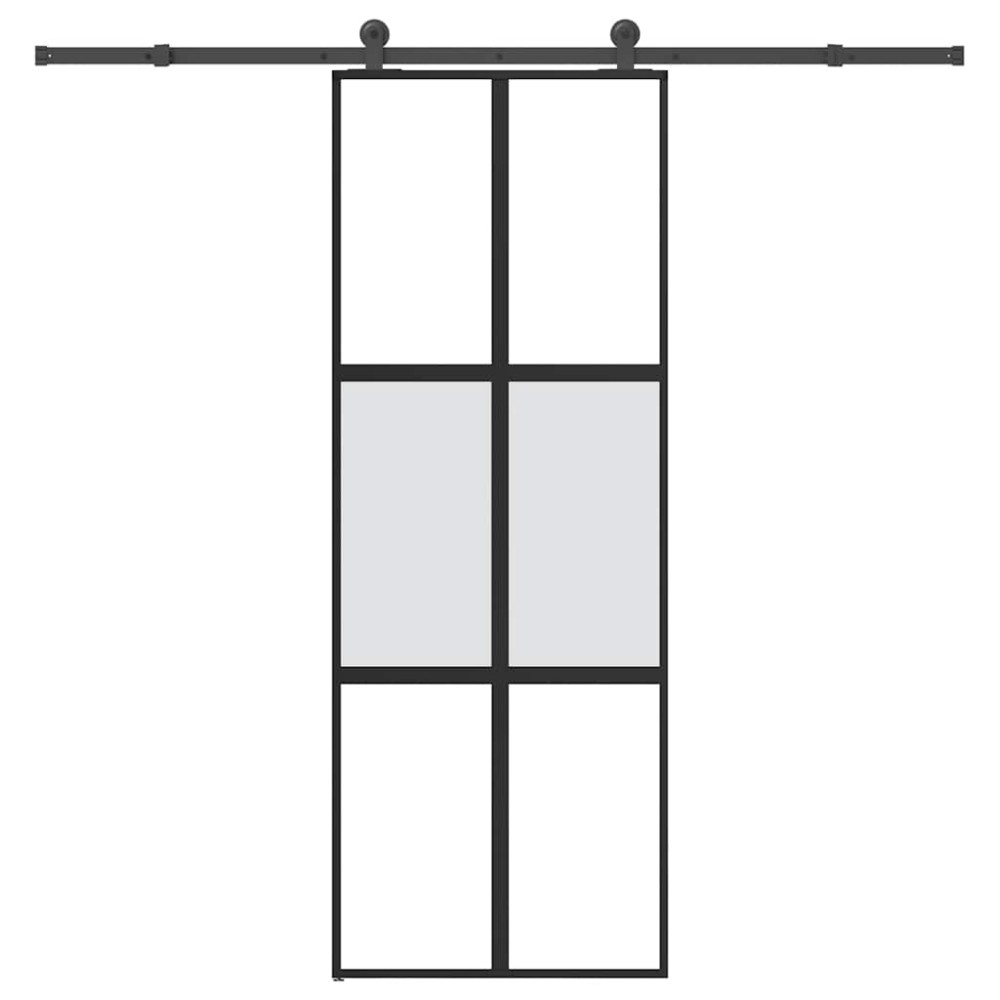 vidaXL Συρόμενη πόρτα με σετ υλικού 76x205 cm από γυαλί&Αλουμίνιο