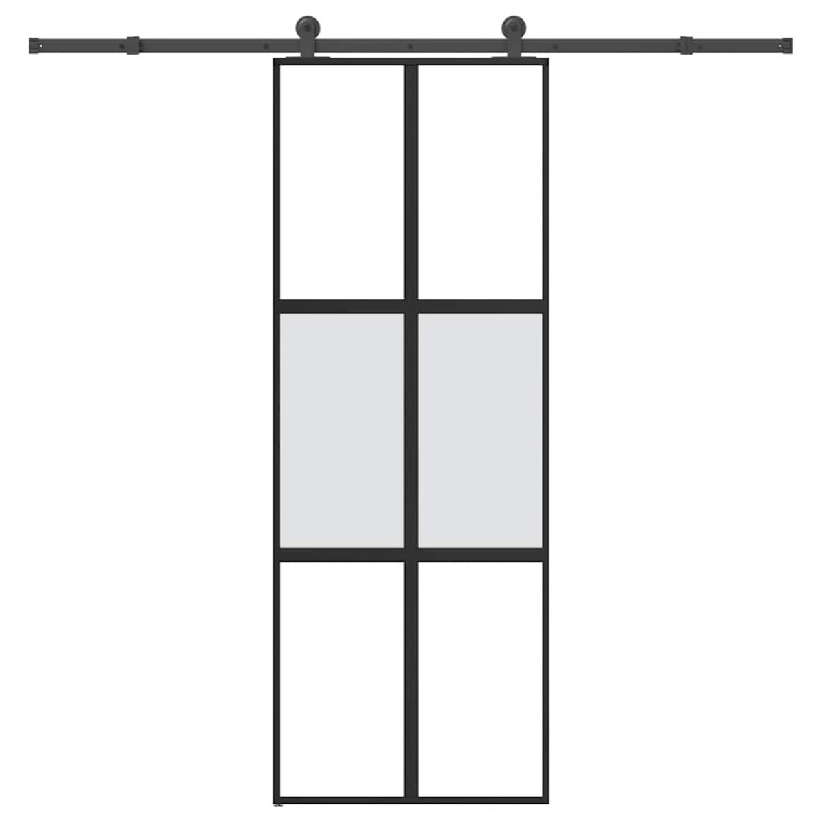vidaXL Συρόμενη πόρτα με σετ υλικού 76x205 cm από γυαλί&Αλουμίνιο