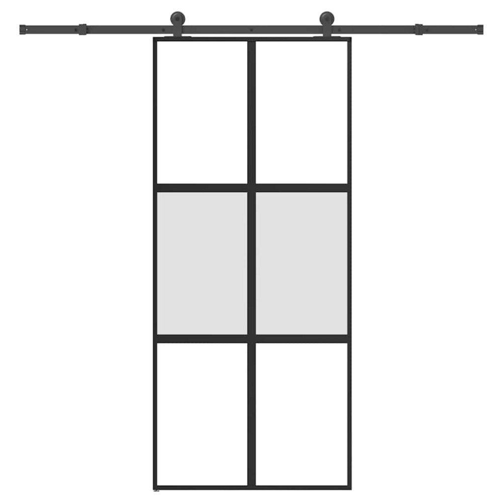 vidaXL Συρόμενη πόρτα με σετ υλικού 90x205 cm από γυαλί&Αλουμίνιο
