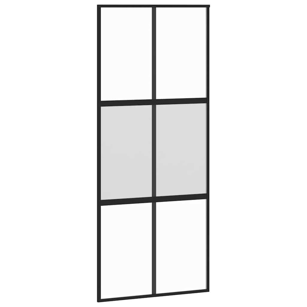 vidaXL Συρόμενη πόρτα με σετ υλικού 90x205 cm από γυαλί&Αλουμίνιο