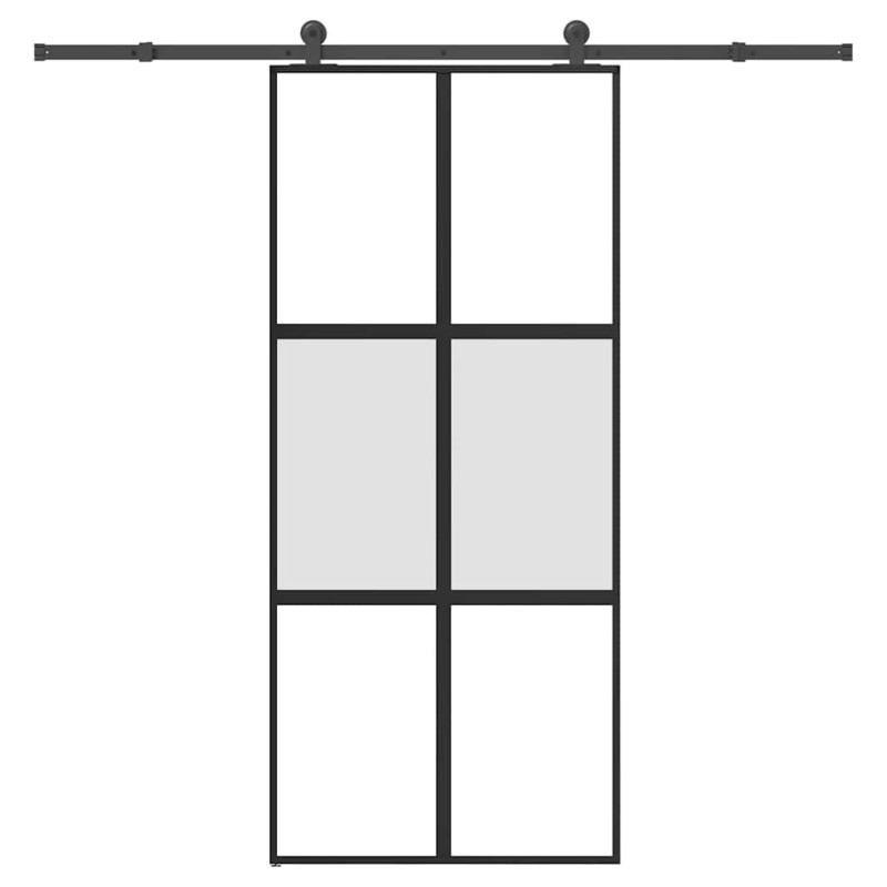 vidaXL Συρόμενη πόρτα με σετ υλικού 90x205 cm από γυαλί&Αλουμίνιο
