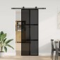 vidaXL Συρόμενη πόρτα με σετ υλικού 76x205 cm από γυαλί&Αλουμίνιο