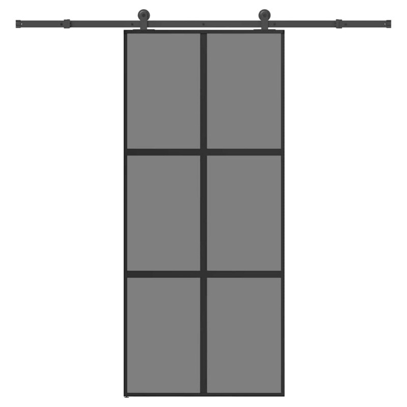 vidaXL Συρόμενη πόρτα με σετ υλικού 90x205 cm από γυαλί&Αλουμίνιο