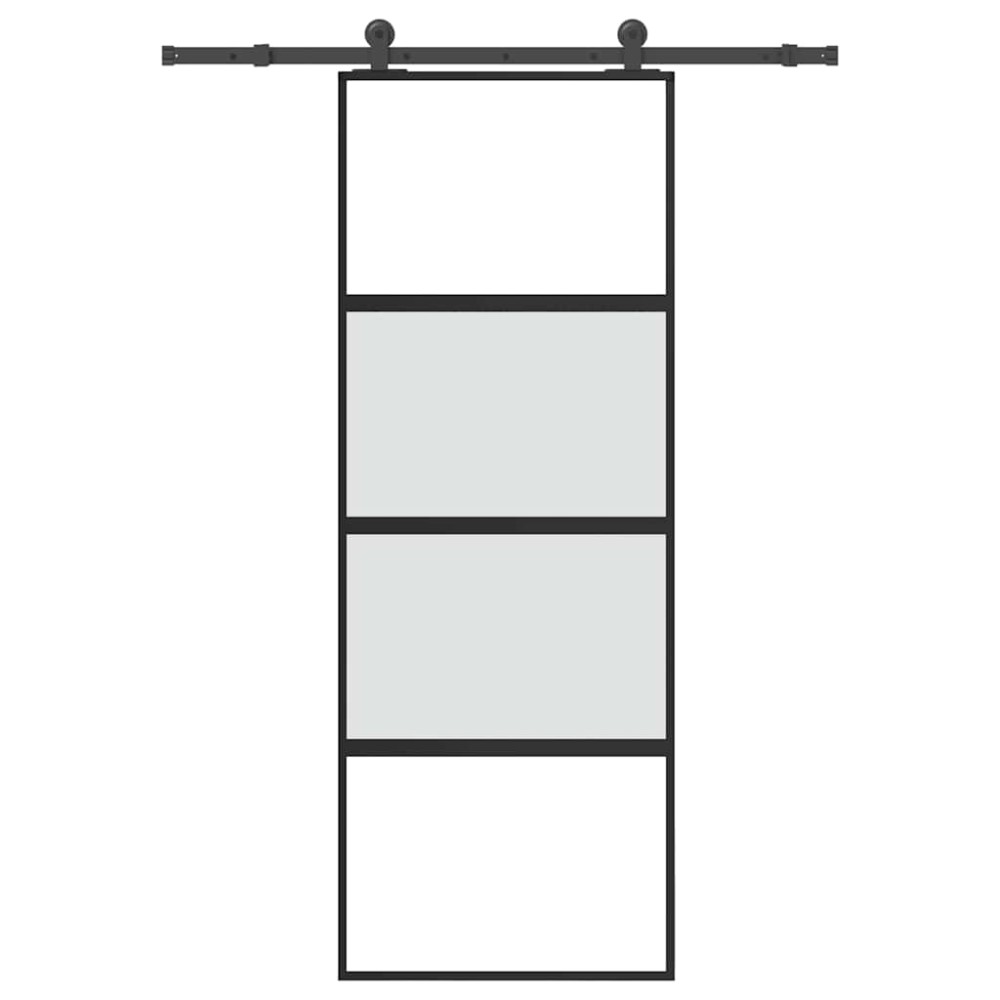 vidaXL Συρόμενη πόρτα με σετ υλικού 76x205 cm από γυαλί&Αλουμίνιο