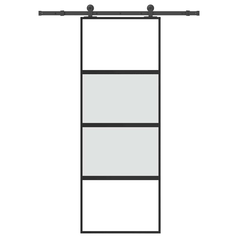 vidaXL Συρόμενη πόρτα με σετ υλικού 76x205 cm από γυαλί&Αλουμίνιο