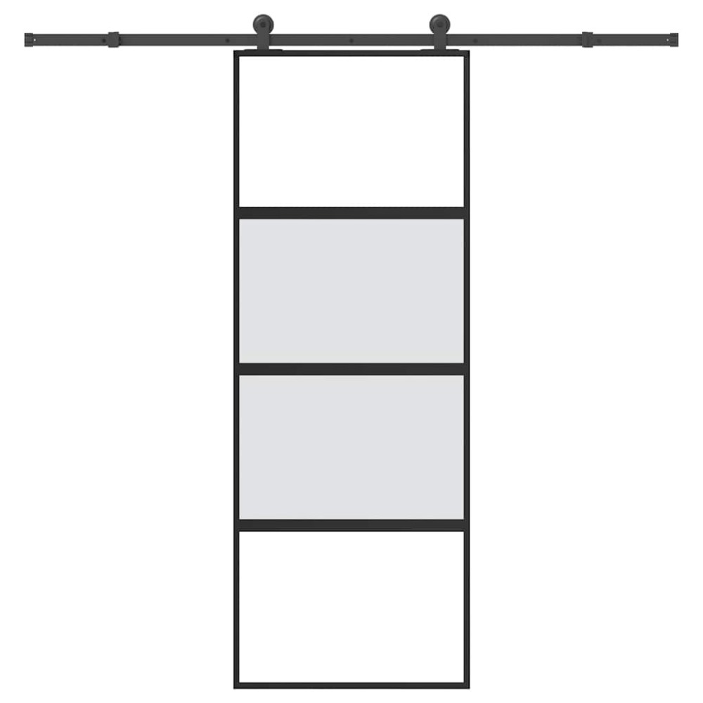 vidaXL Συρόμενη πόρτα με σετ υλικού 76x205 cm από γυαλί&Αλουμίνιο