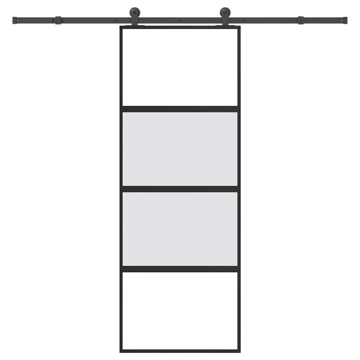 vidaXL Συρόμενη πόρτα με σετ υλικού 76x205 cm από γυαλί&Αλουμίνιο