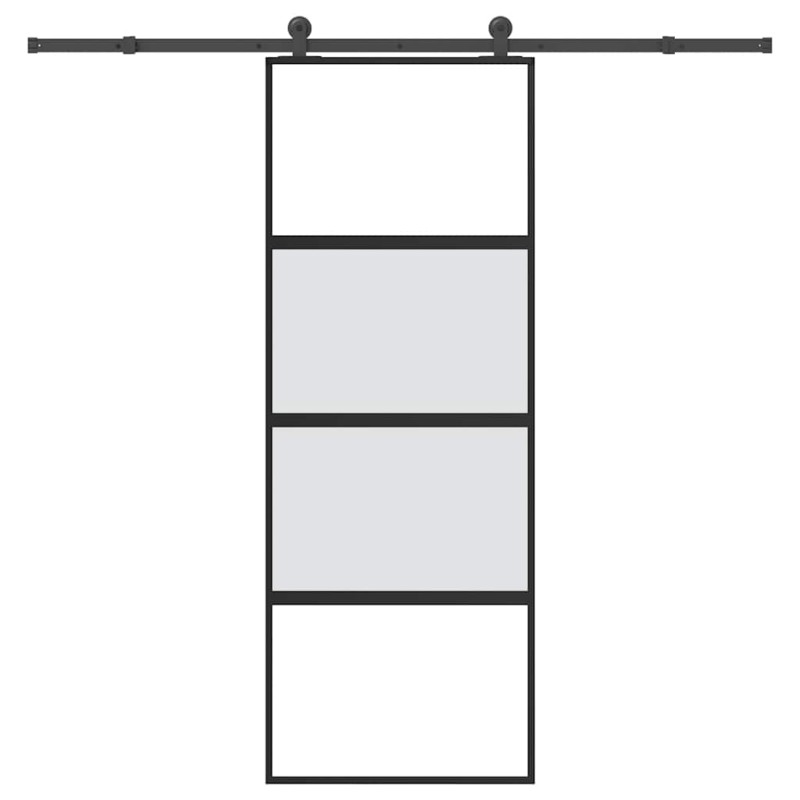 vidaXL Συρόμενη πόρτα με σετ υλικού 76x205 cm από γυαλί&Αλουμίνιο