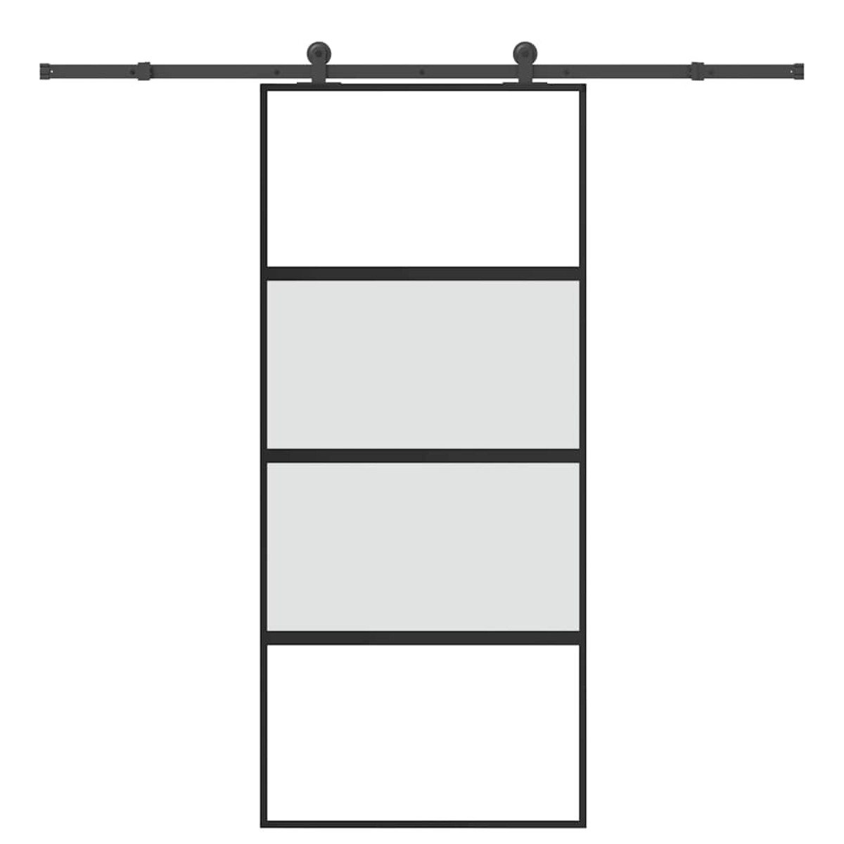 vidaXL Συρόμενη πόρτα με σετ υλικού 90x205 cm από γυαλί&Αλουμίνιο