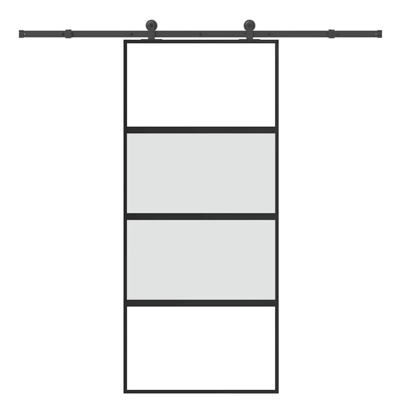 vidaXL Συρόμενη πόρτα με σετ υλικού 90x205 cm από γυαλί&Αλουμίνιο