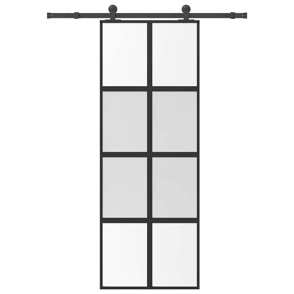 vidaXL Συρόμενη πόρτα με σετ υλικού 76x205 cm από γυαλί&Αλουμίνιο
