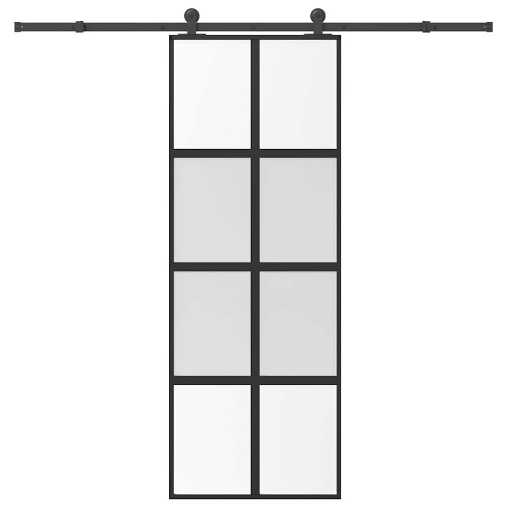 vidaXL Συρόμενη πόρτα με σετ υλικού 76x205 cm από γυαλί&Αλουμίνιο
