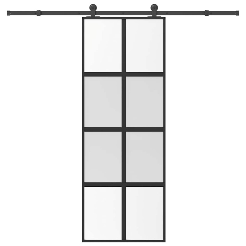 vidaXL Συρόμενη πόρτα με σετ υλικού 76x205 cm από γυαλί&Αλουμίνιο