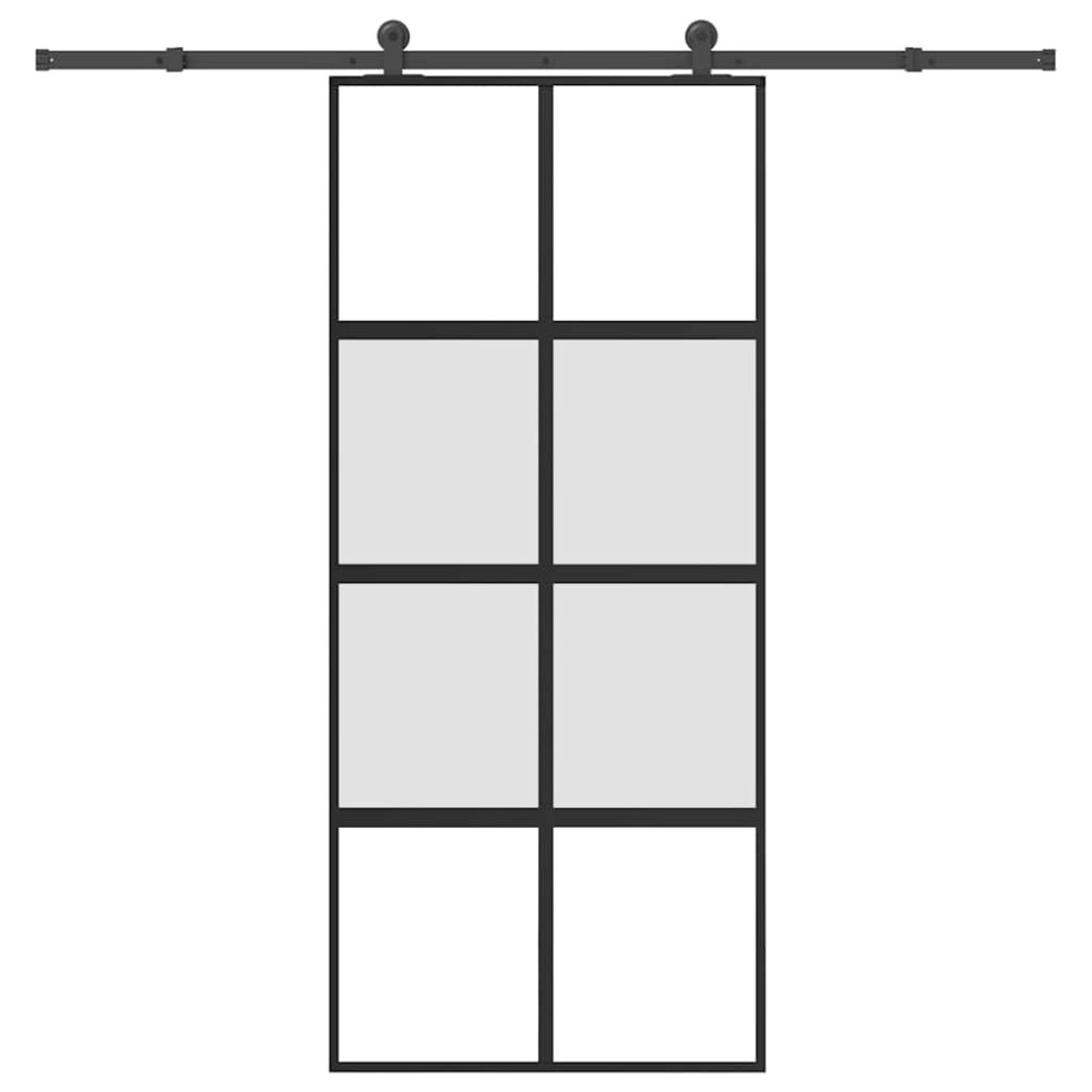 vidaXL Συρόμενη πόρτα με σετ υλικού 90x205 cm από γυαλί και αλουμίνιο