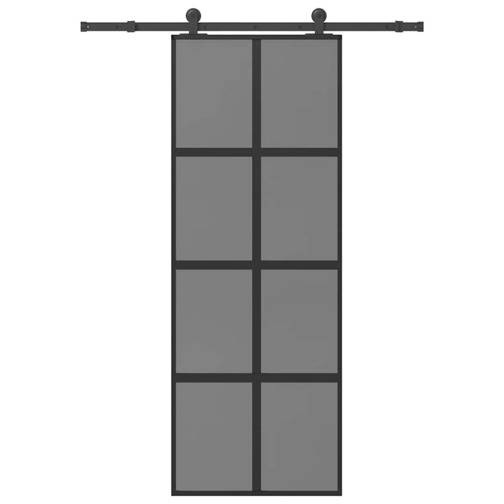 vidaXL Συρόμενη πόρτα με σετ υλικού 76x205 cm από γυαλί&Αλουμίνιο
