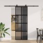 vidaXL Συρόμενη πόρτα με σετ υλικού 76x205 cm από γυαλί&Αλουμίνιο