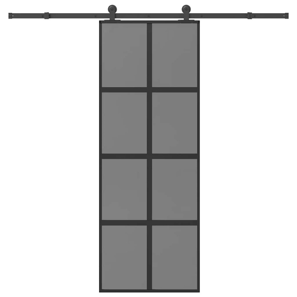 vidaXL Συρόμενη πόρτα με σετ υλικού 76x205 cm από γυαλί&Αλουμίνιο