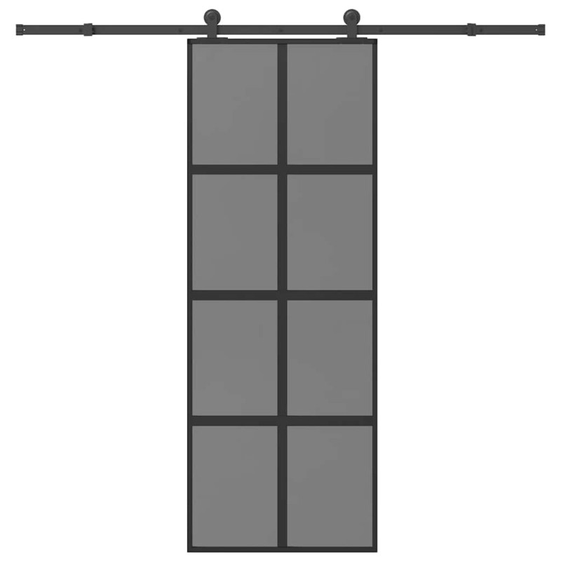 vidaXL Συρόμενη πόρτα με σετ υλικού 76x205 cm από γυαλί&Αλουμίνιο