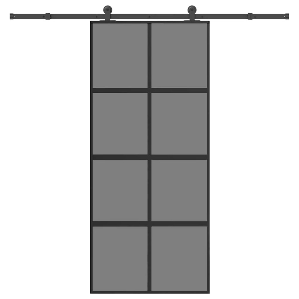 vidaXL Συρόμενη πόρτα με σετ υλικού 90x205 cm από γυαλί και αλουμίνιο
