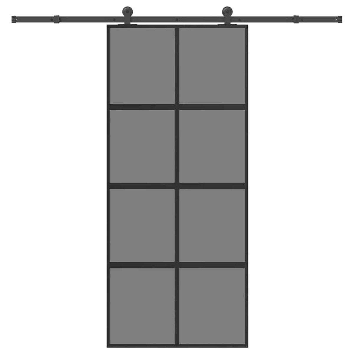 vidaXL Συρόμενη πόρτα με σετ υλικού 90x205 cm από γυαλί και αλουμίνιο