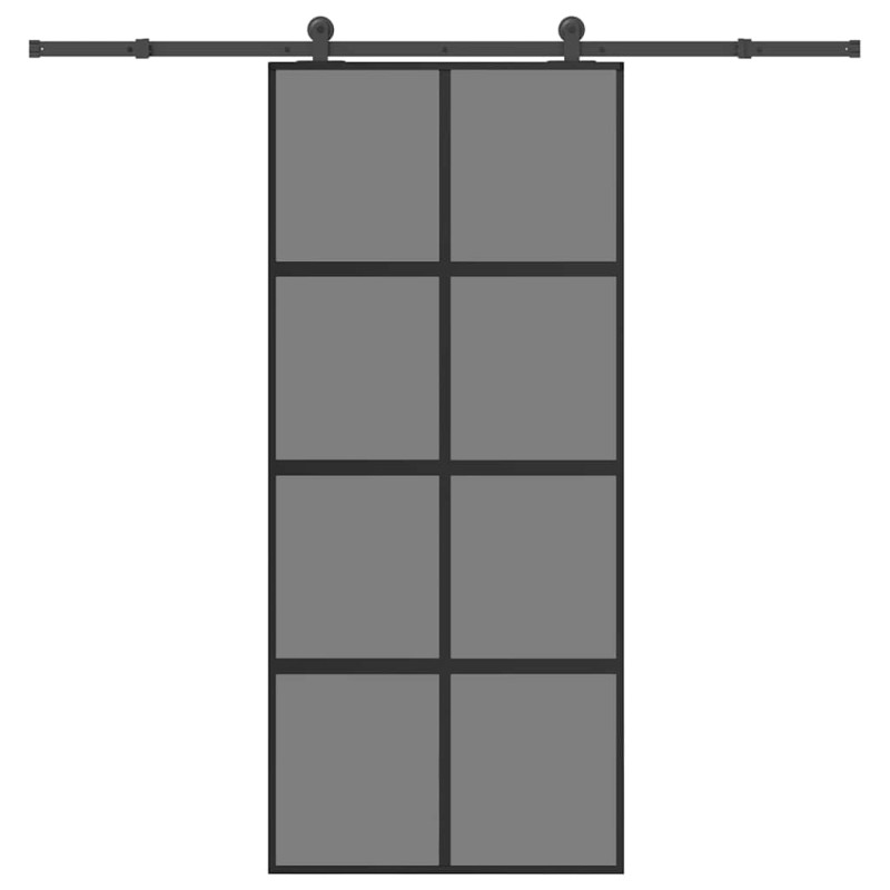 vidaXL Συρόμενη πόρτα με σετ υλικού 90x205 cm από γυαλί και αλουμίνιο