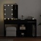 vidaXL Σετ Τραπέζι Μακιγιάζ LED Μαύρη Οξυά 140 x 40 x 140 εκ