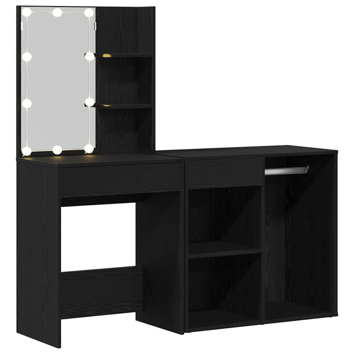 vidaXL Σετ Τραπέζι Μακιγιάζ LED Μαύρη Οξυά 140 x 40 x 140 εκ