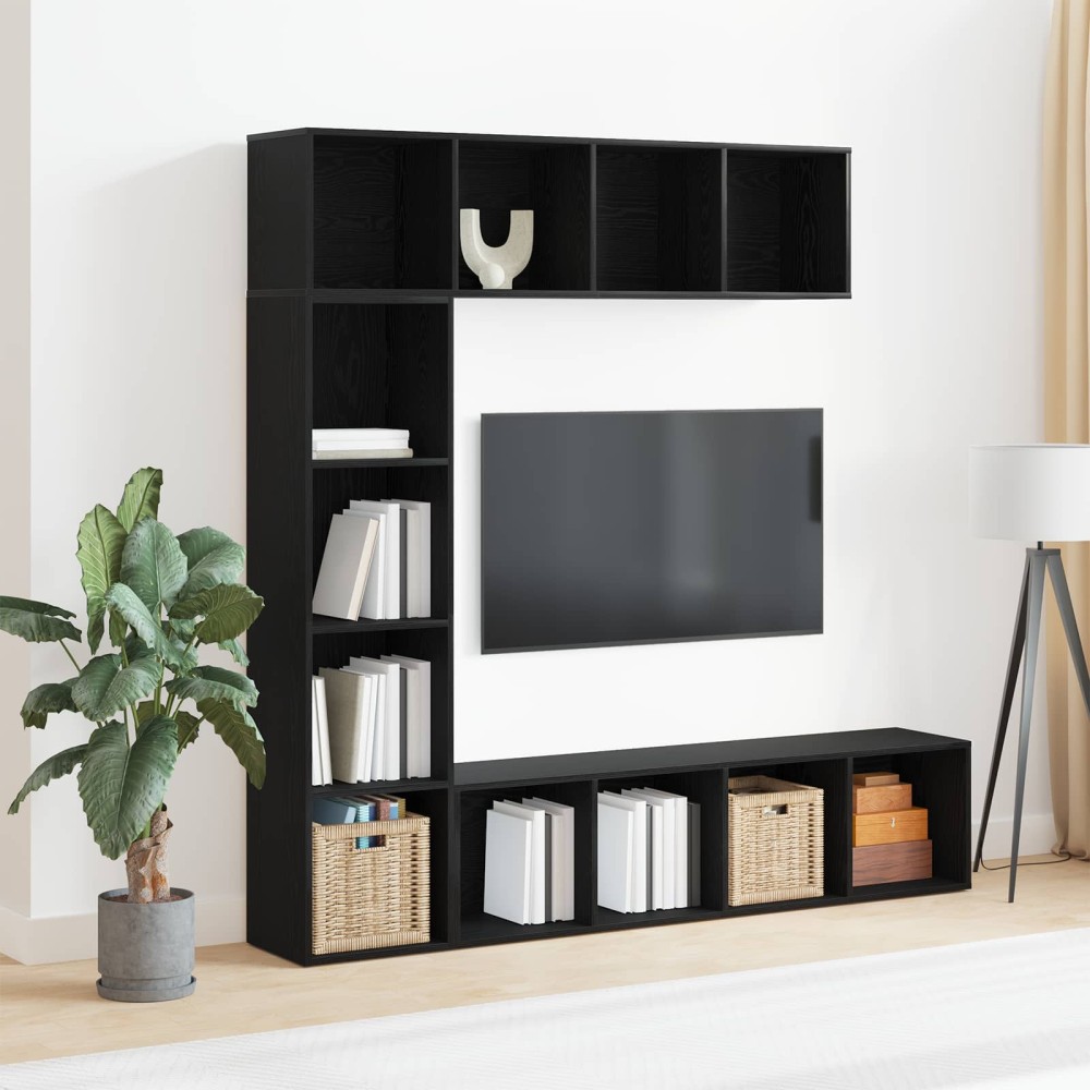 vidaXL Ράφι Βιβλίων 12 επίπεδα 3 τμχ. 36 x 30 x 143 cm Μαύρη Οξυά