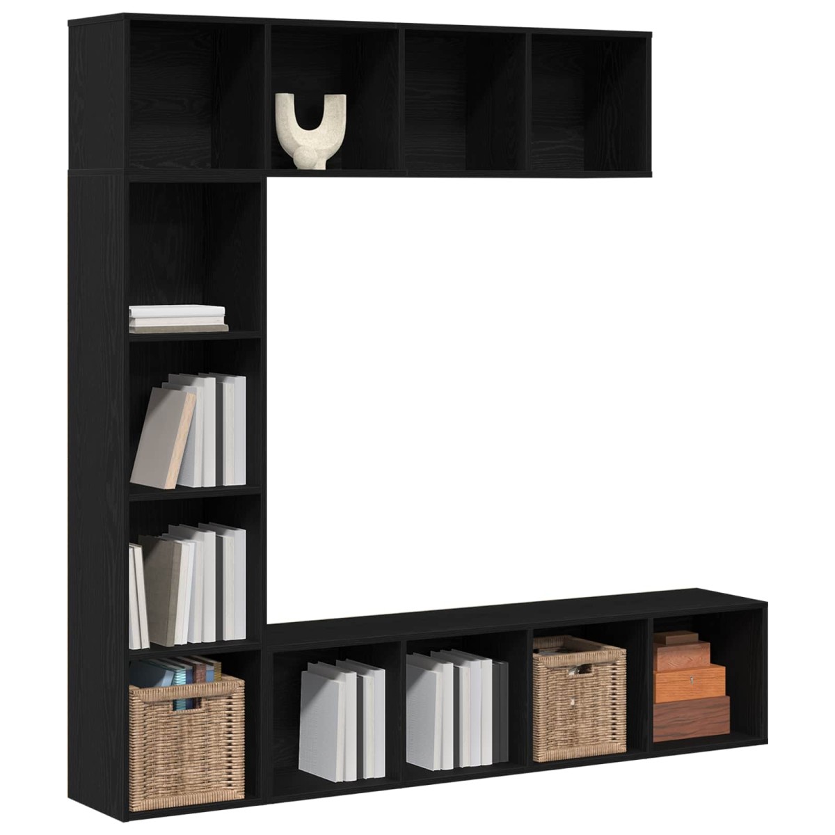 vidaXL Ράφι Βιβλίων 12 επίπεδα 3 τμχ. 36 x 30 x 143 cm Μαύρη Οξυά