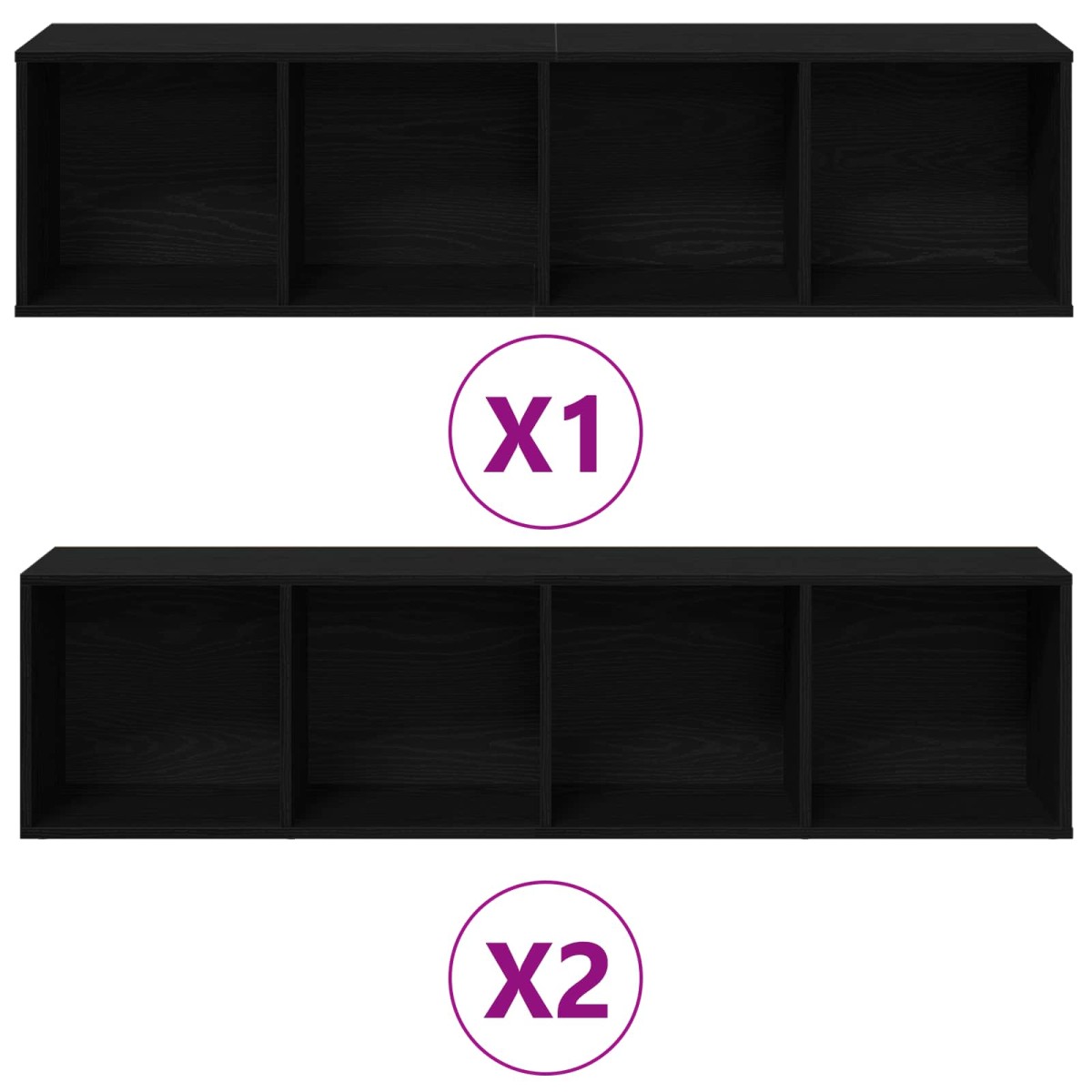 vidaXL Ράφι Βιβλίων 12 επίπεδα 3 τμχ. 36 x 30 x 143 cm Μαύρη Οξυά