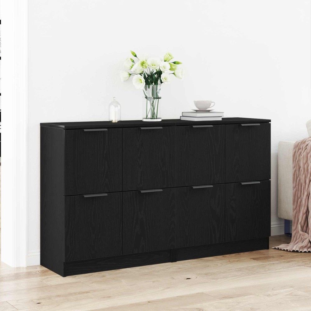 vidaXL Πλαϊνό γραφείο 2 τμχ. Μαύρη Οξυά 60 x 30 x 70 εκ.