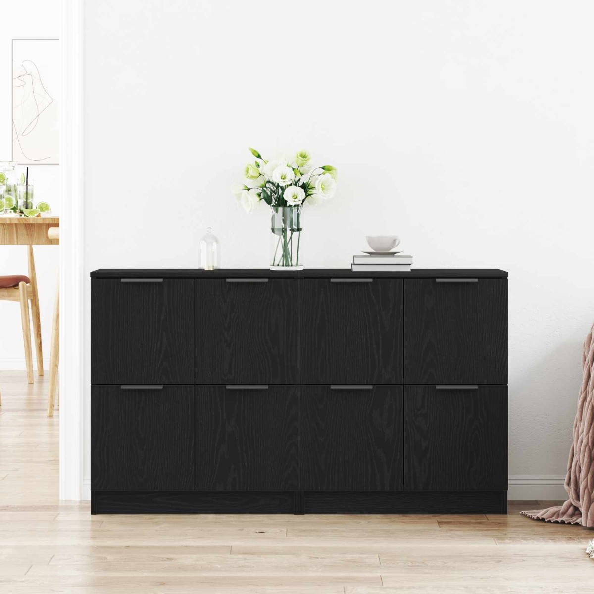 vidaXL Πλαϊνό γραφείο 2 τμχ. Μαύρη Οξυά 60 x 30 x 70 εκ.