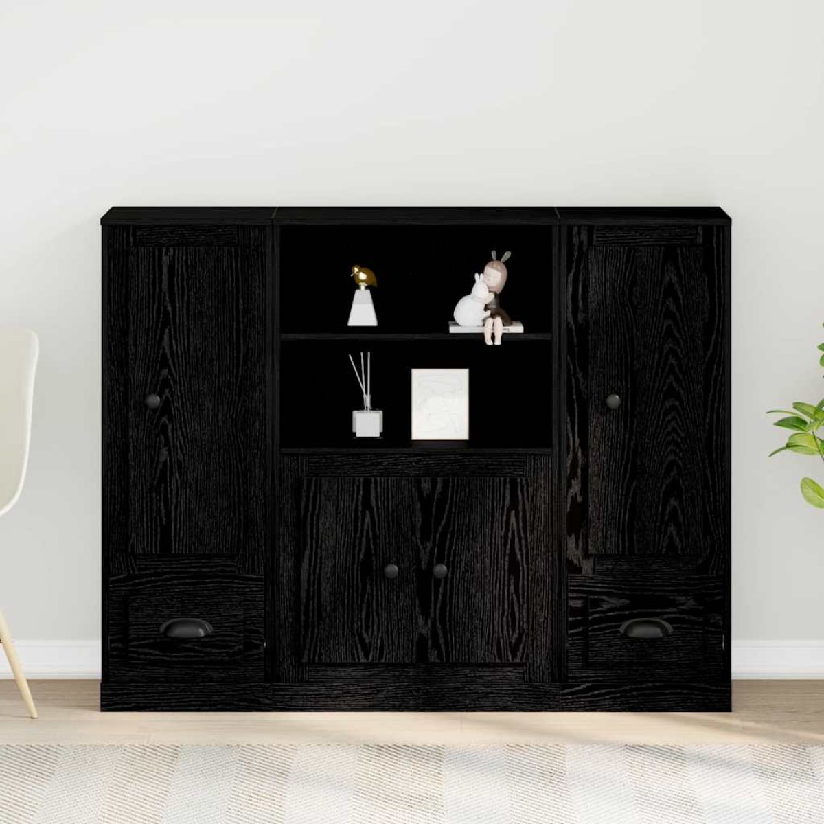 vidaXL Βιβλιοθήκη Μαύρη Οξυά 132 x 35.5 x 103.5 εκ Επεξεργασμένο Ξύλο